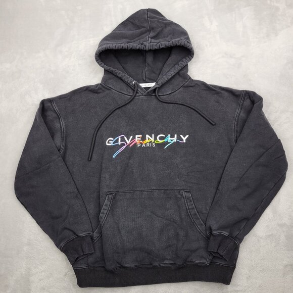 Givenchy Hoodie Mens Small Sweatshirt Sweater Pullover Embroidered Paris Rainbow - Picture 1 of 10